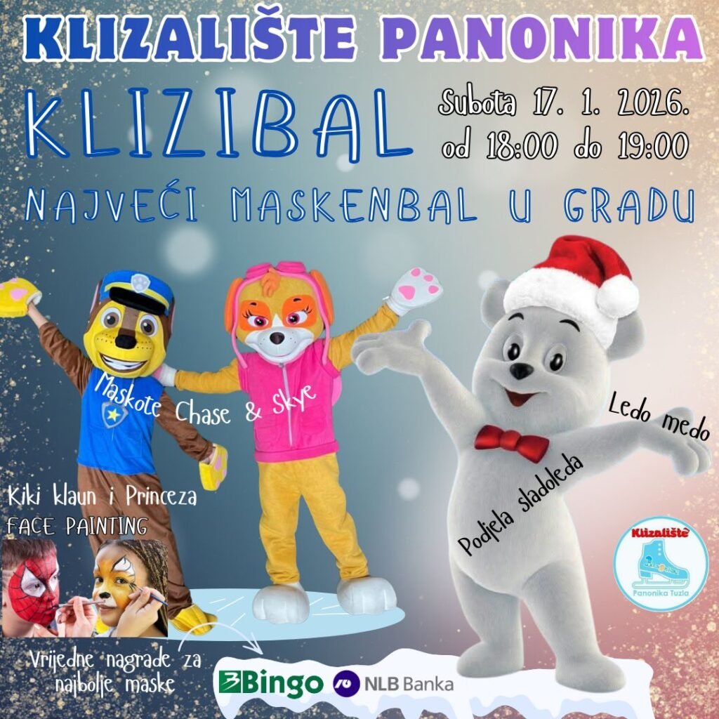 Maskirani klizači preuzimaju led: Klizibal na Panonici u Tuzli