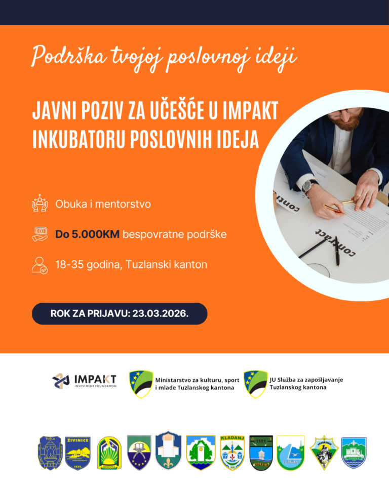 Otvoren javni poziv za Impakt inkubator poslovnih ideja TK