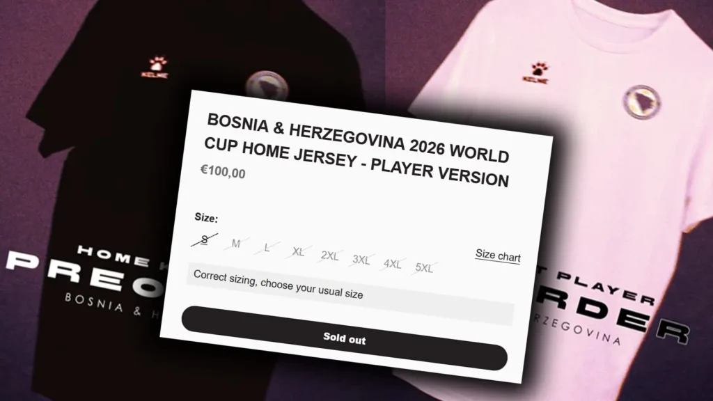 Navijački dresovi BiH rasprodani na Kelme stranici