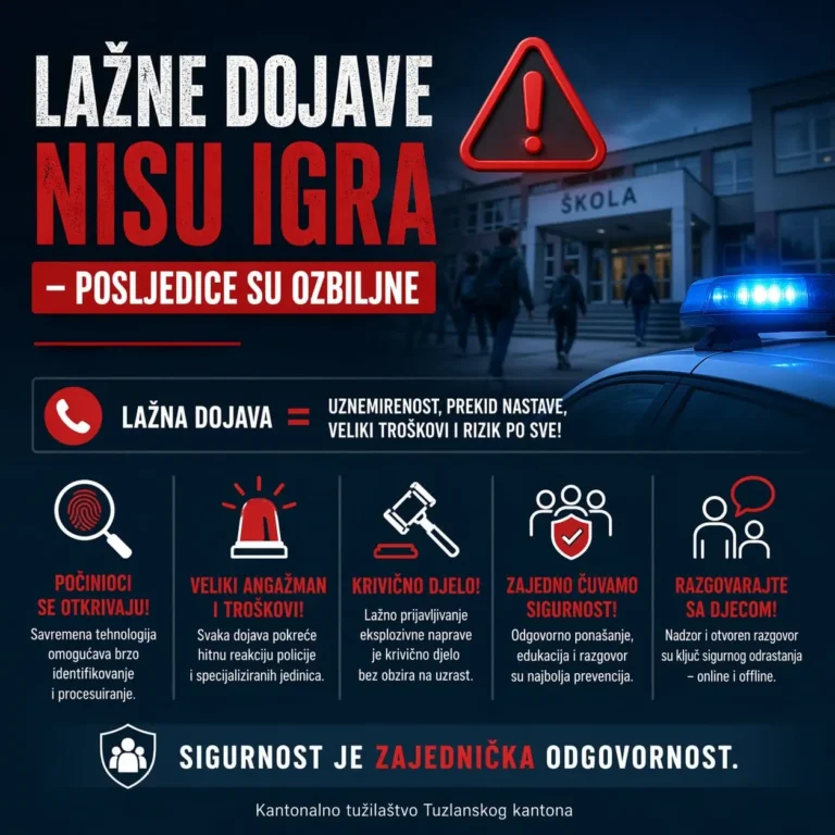 Porast lažnih dojava o bombama u Tuzlanskom kantonu