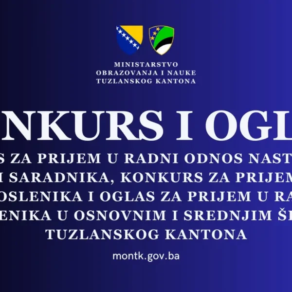 Škole u TK raspisale konkurs za prijem nastavnika i drugog osoblja